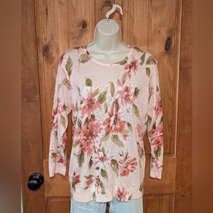 Cathy Daniels‎ Peach and Green Sweater With Embellishment